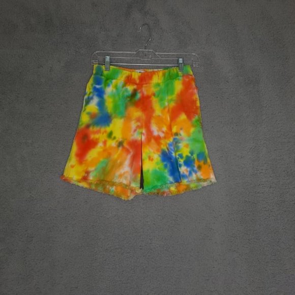 Bp Womens Casual‎ Shorts Orange Multicolor Tie Dye Cut Off Mid Rise XS New - Picture 1 of 12